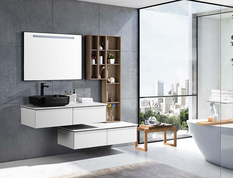 NEW black wall modern luxury bathroom furniture waterproof bathroom cabinet