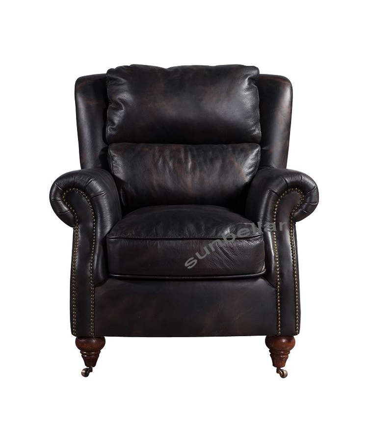 Hot sale luxury sofa chair home leather recliner chair vintage top grain leather armchair living room bedroom reclining chairs