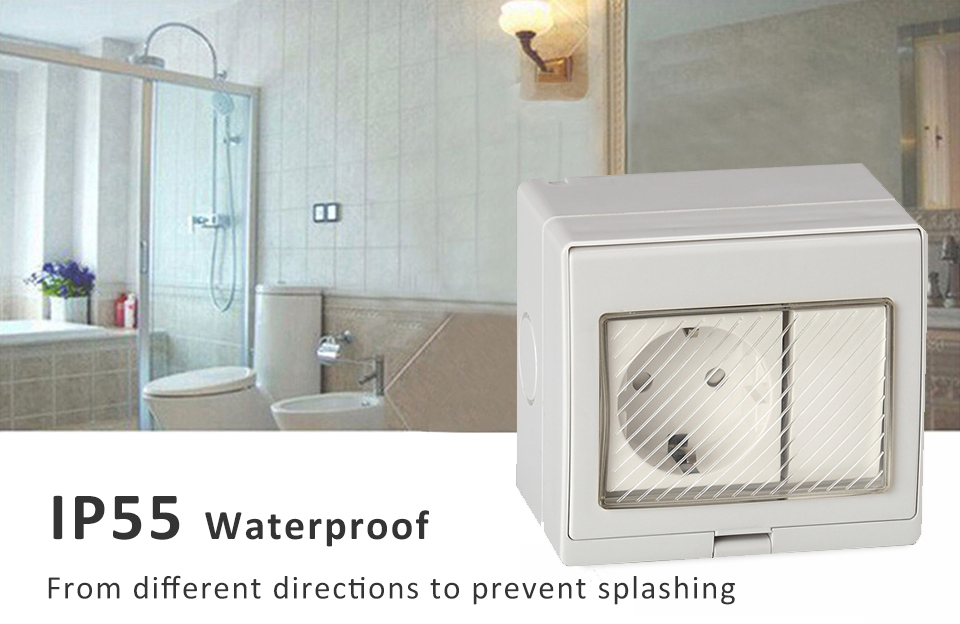 German Type Electric Wall Switch Socket , Waterproof 16A 1 Gang Switch Socket
