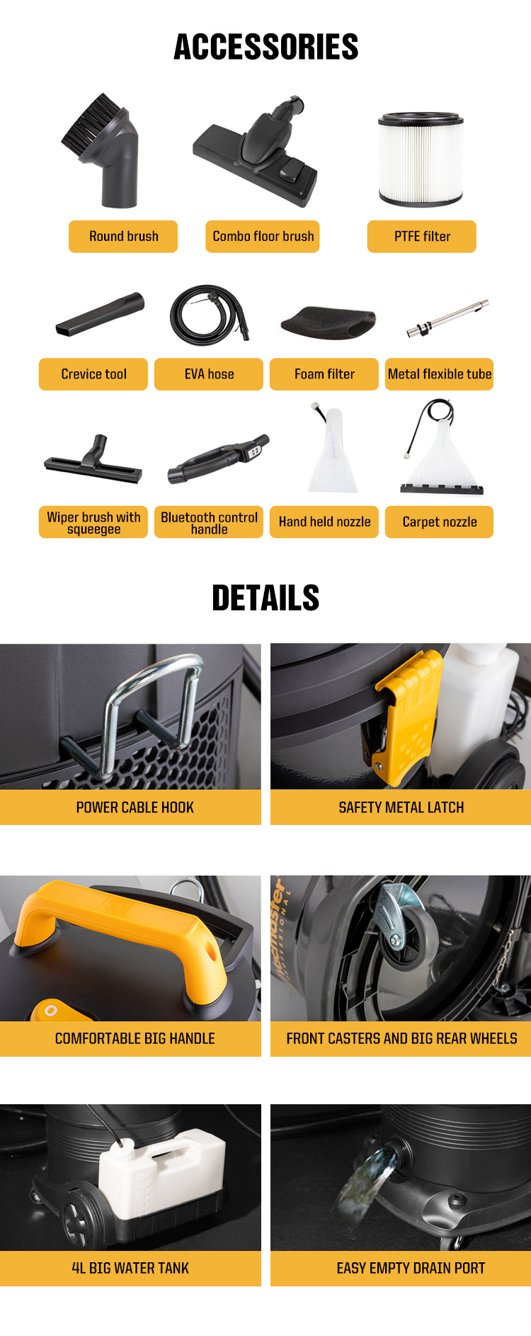 Vacmaster 4 in 1 multi-function 1300W 30L remote control car wash shampoo home carpet use vacuum cleaner - VK1330PWDR
