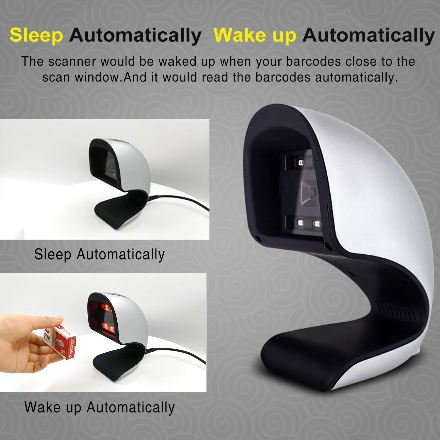 360 degree Omni directional barcode scanner screen qr code reader wired desktop scanner with USB port Symcode MJ-9208