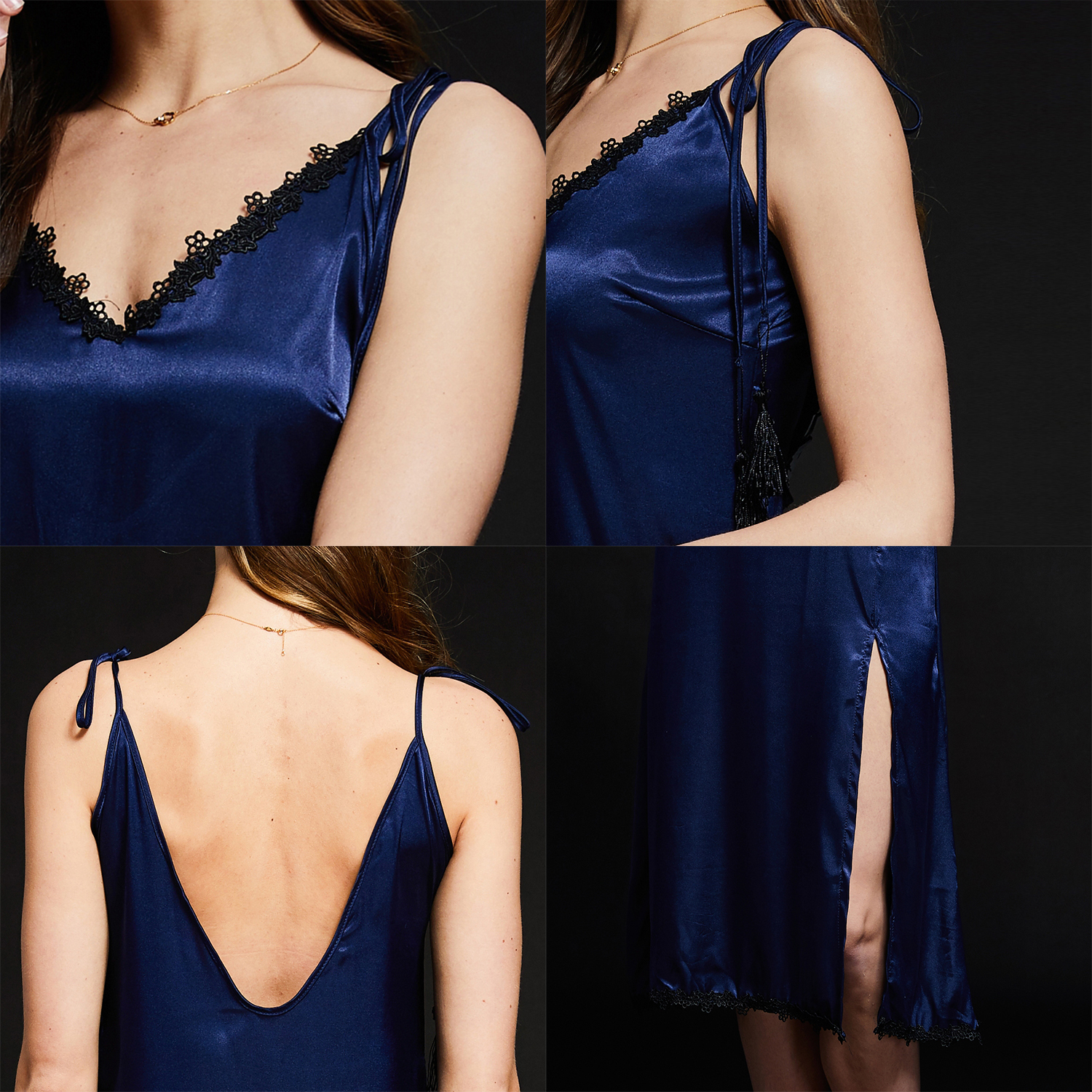 定制最新设计纯色光滑真丝女式晚礼服性感成熟长款透明睡裙晚礼服套装