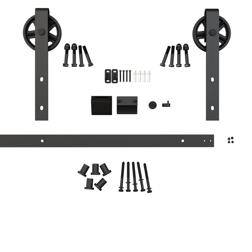 Modern T Design 3-Panel Half Glass Solid Wood Interior Barn Door Slabs With Sliding Door Hardware