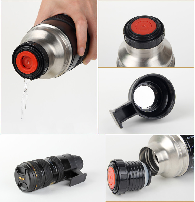 Personalised Nican 70-200 Camera Lens Shaped Drinking Thermos Mug