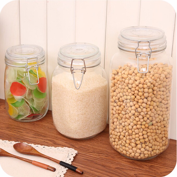 customized antique fancy glass jar with tight lid store food