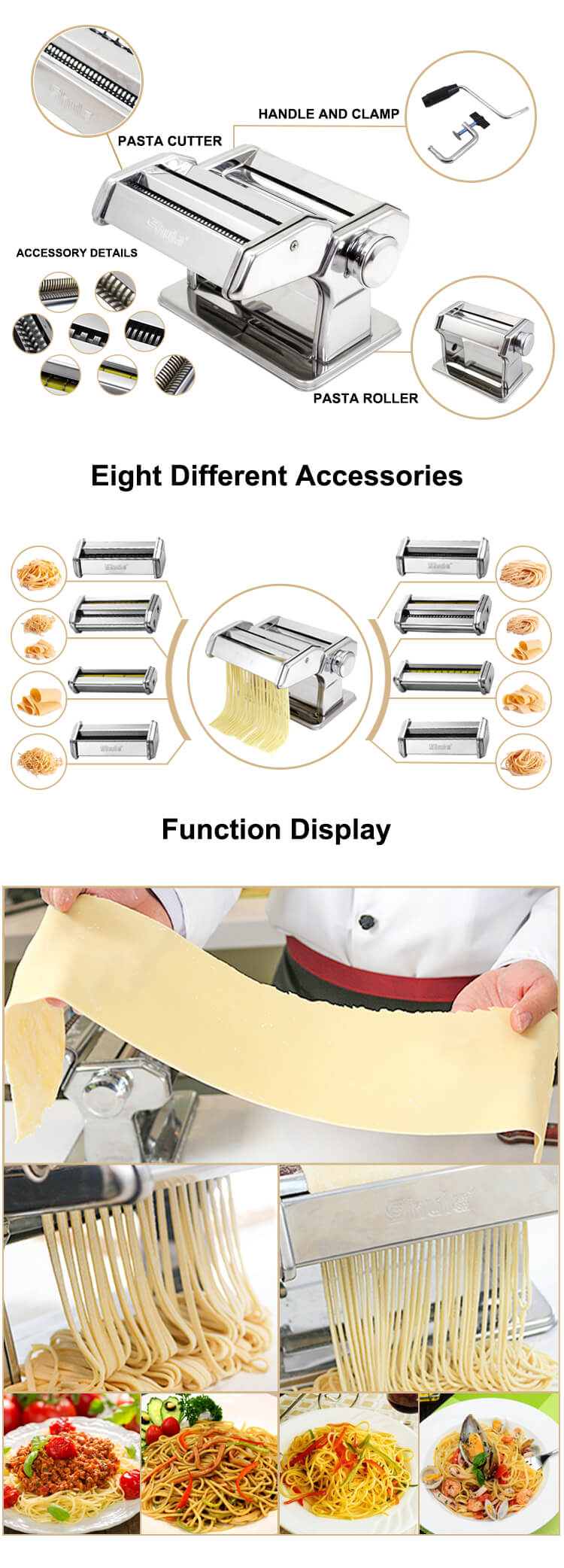 Home Stainless Steel Manual Kitchen Pasta Maker Machine
