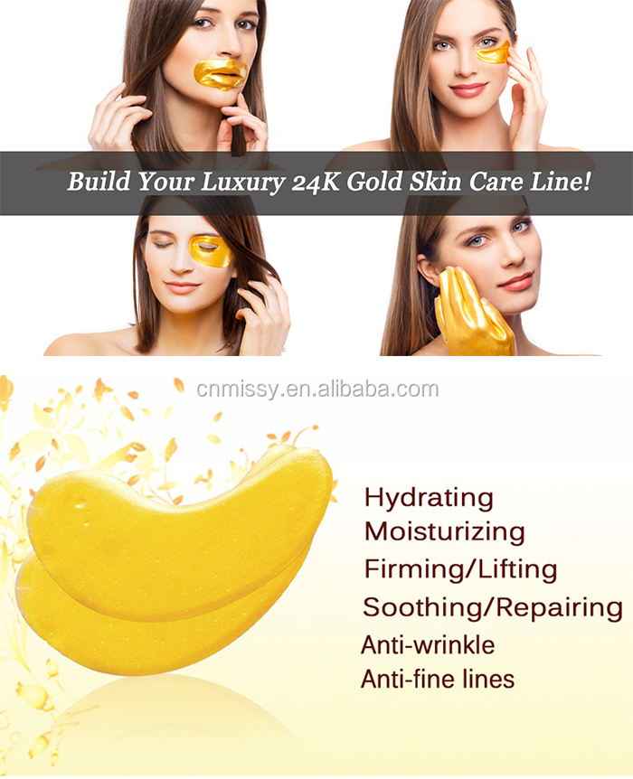 OEM ODM Private label Best Quality 24K Gold Collagen Anti-Puffiness Crystal Collagen Gel Eye Patch Mask