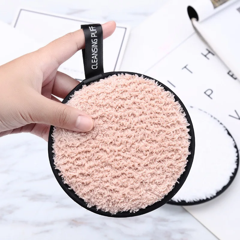 Portable 12*1.5cm makeup remove puff luxurious cleansing puff reusable cleansing cotton vegan free