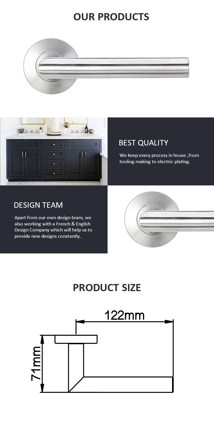 Hot Selling stainless steel lever door handle With Plate