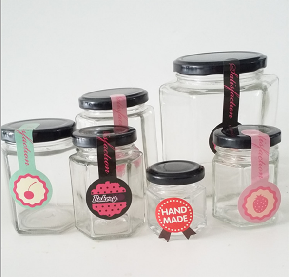 45~730ml glass honey jar hexagon shape honey glass jar