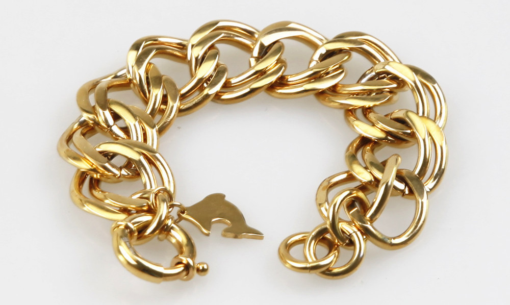 Moda joya al por mayor joyería de acero inoxidable chapado en oro cierre gran cadena de delfines pulsera pulsera