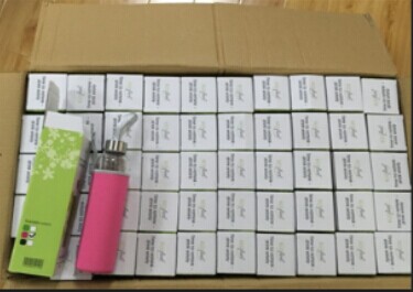 Bamboo Lid And Clean Brush 650ML 700ML Transparent Custom Glass Water Bottle BOBA CUP