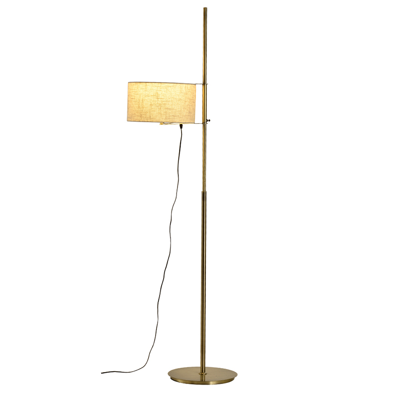 High quality hotel design E27 satin nickel fabric shade reading book lamp floor light with stand