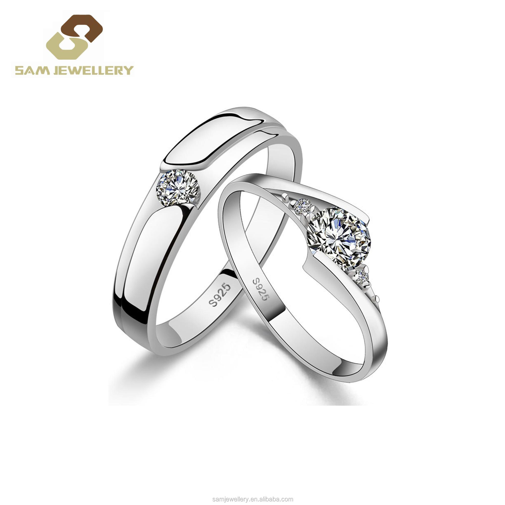 可调环cz石925纯银结婚订婚戒指为情侣可调节戒指 - buy adjustable