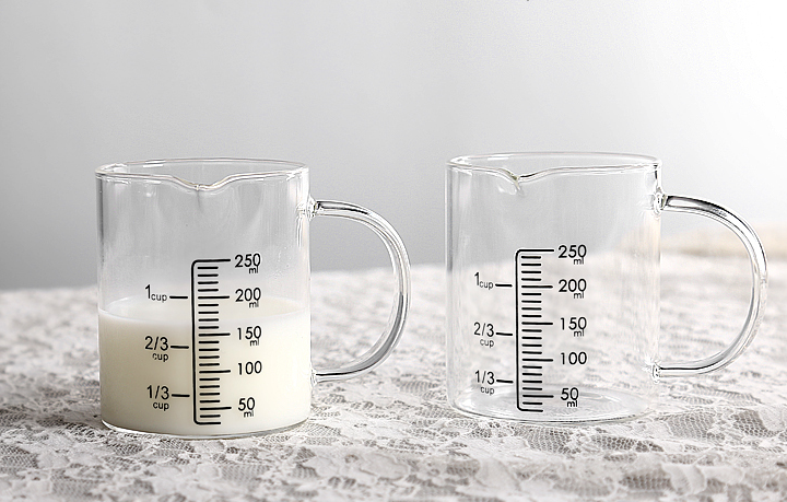 250ml/1cup glass measuring cup borosilicate glass measuring cup with handle