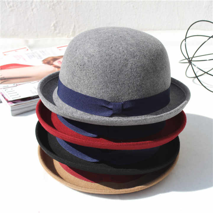 100% Wool Bowler Hat with Upturned Brim for Parties Business Fishing Casual  Outings - Main Image