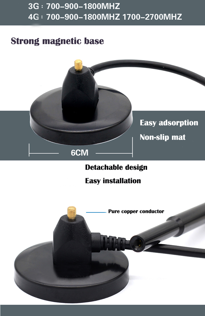 Antena magnética del lte del vehículo GPRS 4g de la antena del lechón 4g de 4G/3G/GSM 35dBi para la antena androide del lte de la caja 4g del router TV de Huawei e5172