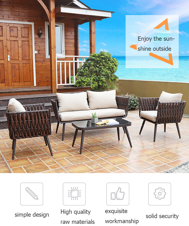 living room bedroom sofa balcony outdoor seat rattan chair coffee table sofa combination sunscreen waterproof rattan furniture