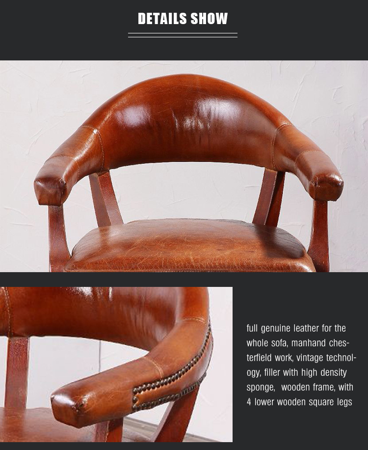 French Upholstery wooden chair antique leather design luxury dining chairs hotel VIP room armchairs