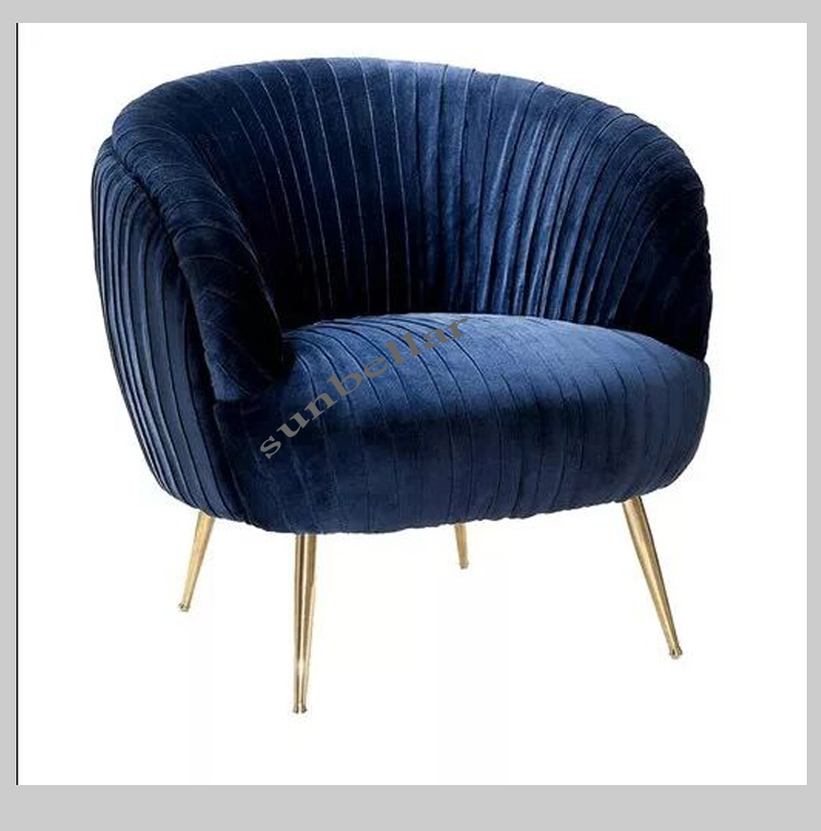 luxury velvet chair gold legs fashion wrinkle fabric leisure chair sofa modern design home furniture
