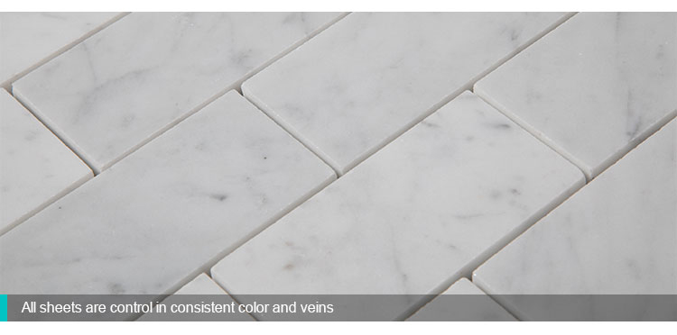 Polished White Marble Tile Carrara Brick Mosaic for Wall and Floor