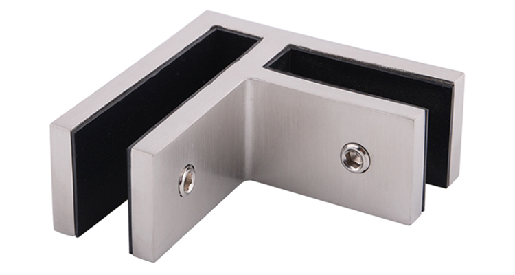 缎面拉丝不锈钢加强筋,用于90度角的玻璃到玻璃