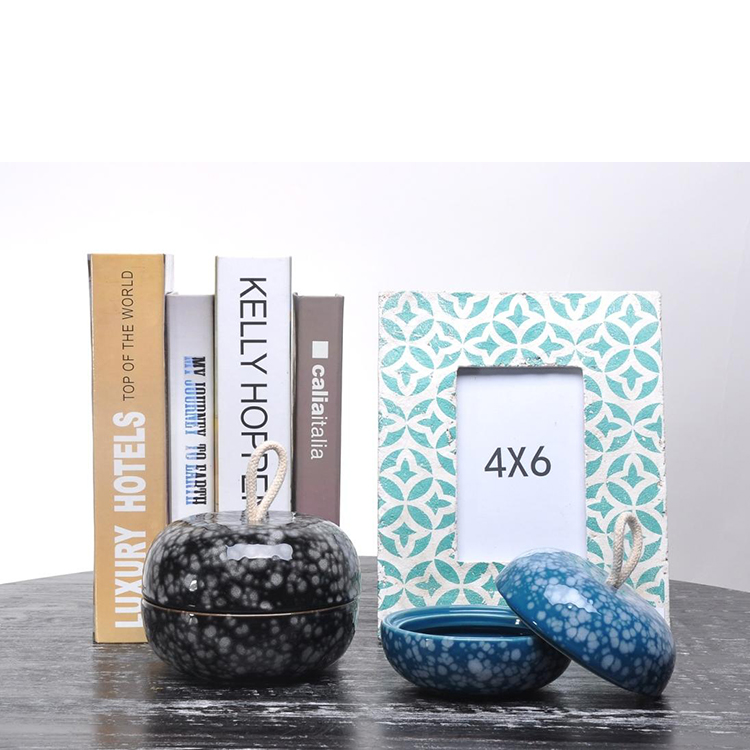 Wholesale empty luxury marble black color ceramic candle jar with dome lid for candle