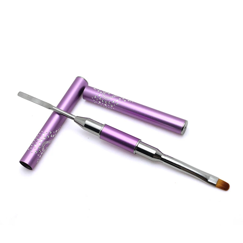 Double-head nail brush -phototherapy steel sheet pen + Synthetic nail brush Purple