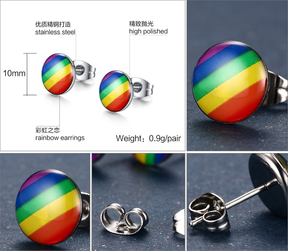 OAKKY Unisex Rvs 8mm Persoonlijkheid Regenboog Strepen Lesbische OAKKY Unisex Rvs 8mm Persoonlijkheid Regenboog Strepen Lesbische