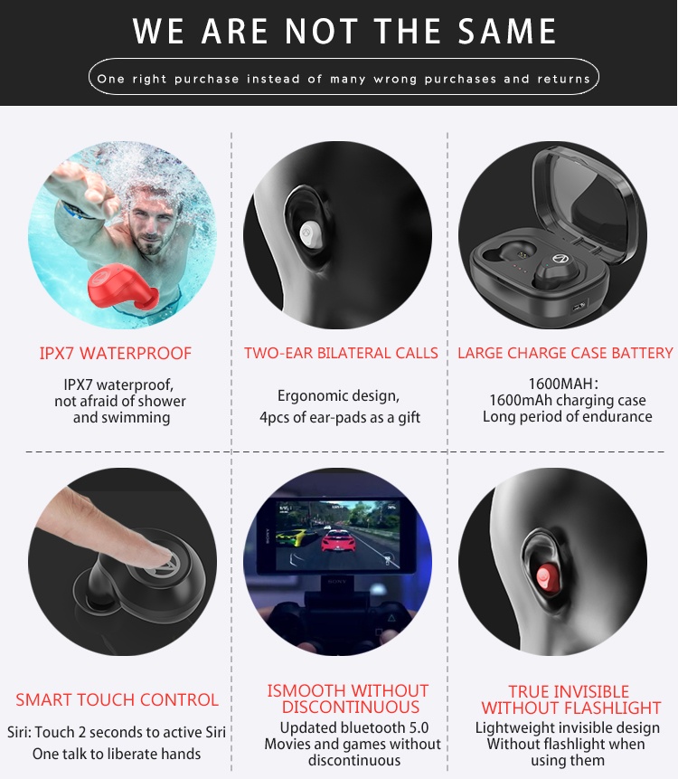 TWS X10 Wireless in-ear Headset Headphones true stereo dual master earphones