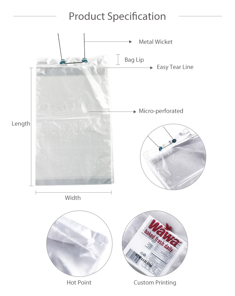 Micro Perforated Plastic Bag Factory Price PP Bpa Free Biodegradable Micro Perforated Wicket Bag
