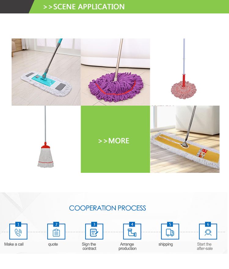 2019new Open end recycled cotton bleach white mop with blue plastic head