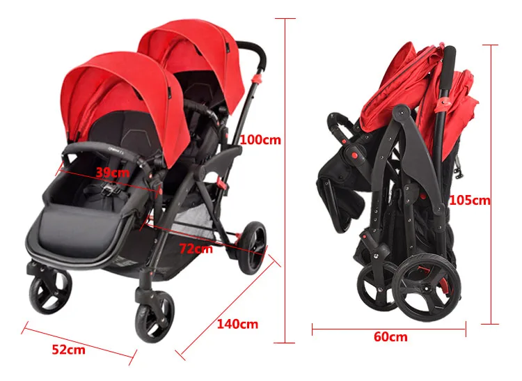 2020 double poussette baby twins double strollers pram