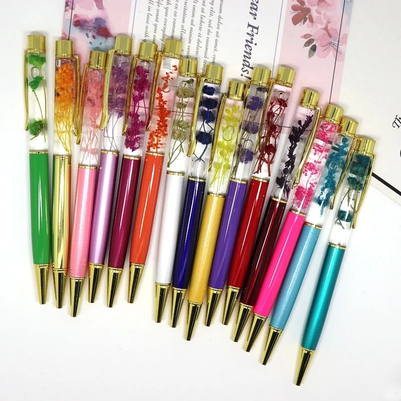 GORGECRAFT 10 Pièces Tubes Vides Stylos Flottants Bricolage Stylos Créatifs Vide Stylo à Bille Bouchon En Or Pour Bricolage Paillettes Résine Époxy Cristal Stylo à Bille, 5 Couleurs