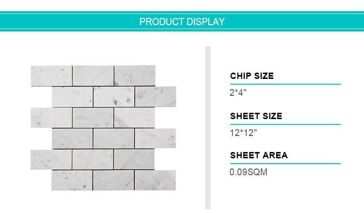 Polished White Marble Tile Carrara Brick Mosaic for Wall and Floor