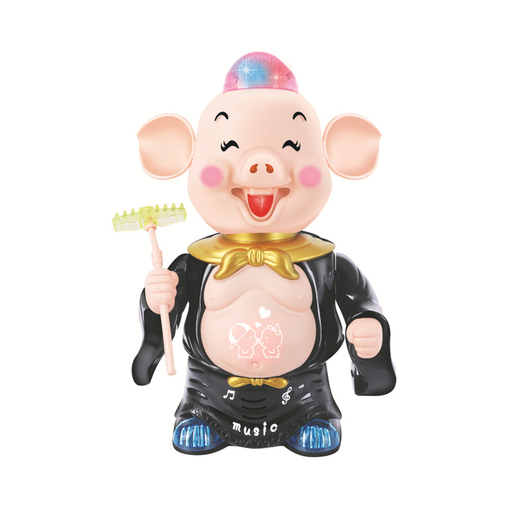 Wholesale funny electronic animal toy with light and music cute plastic Children's educational toy pig