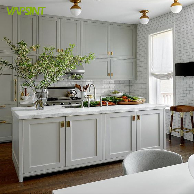 Customized  modern style pvc grey kitchen cabinets