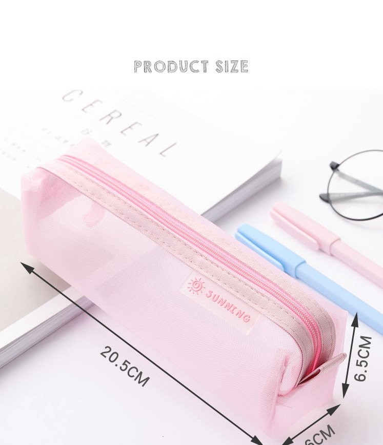 TOPSTHINK – sac à crayons en gaze translucide simple et mignon, trousse à crayons en nylon de grande capacité pour filles, vente en gros