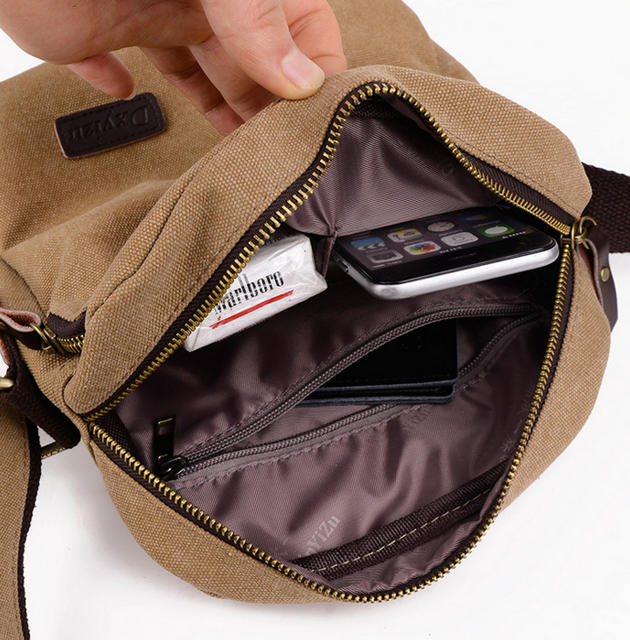 Petit sac &agrave; bandouli&egrave;re porte-documents en toile pour hommes