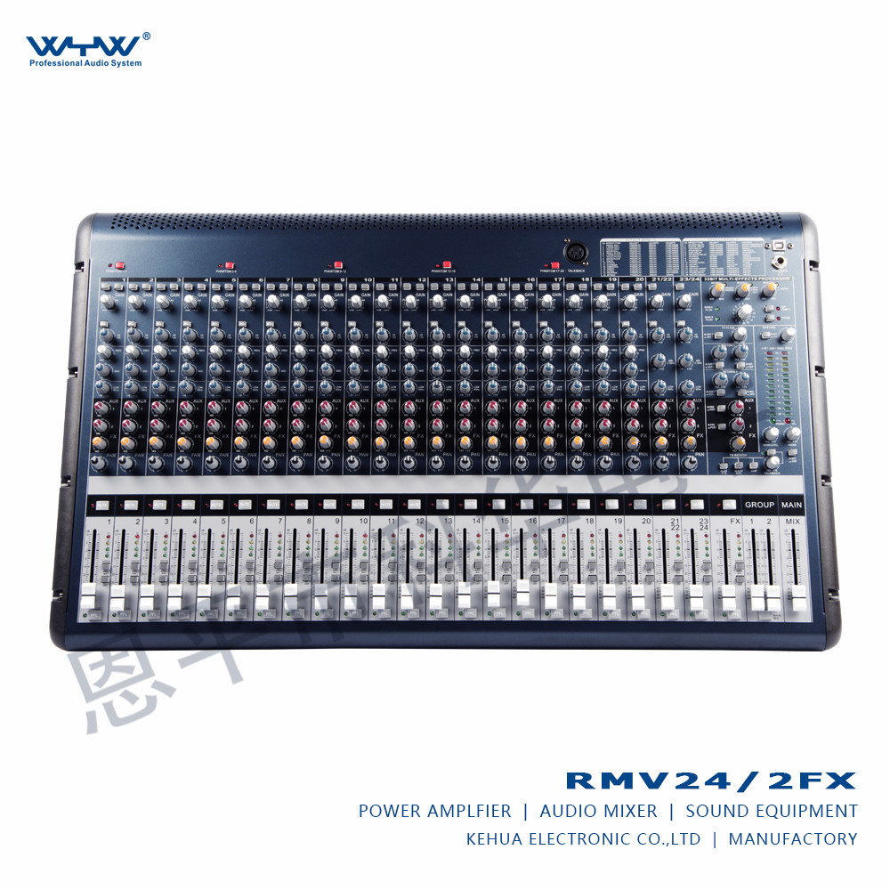 RMV24/2FX USB Audio Mixer - 20 Mono + 2 Stereo Channels, 3-Band EQ
