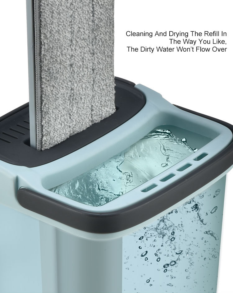 Squeeze Flat Floor Mop and Bucket Set with  Easy Self-Wringing Cleaning Mop Bucket Wet and Dry Use