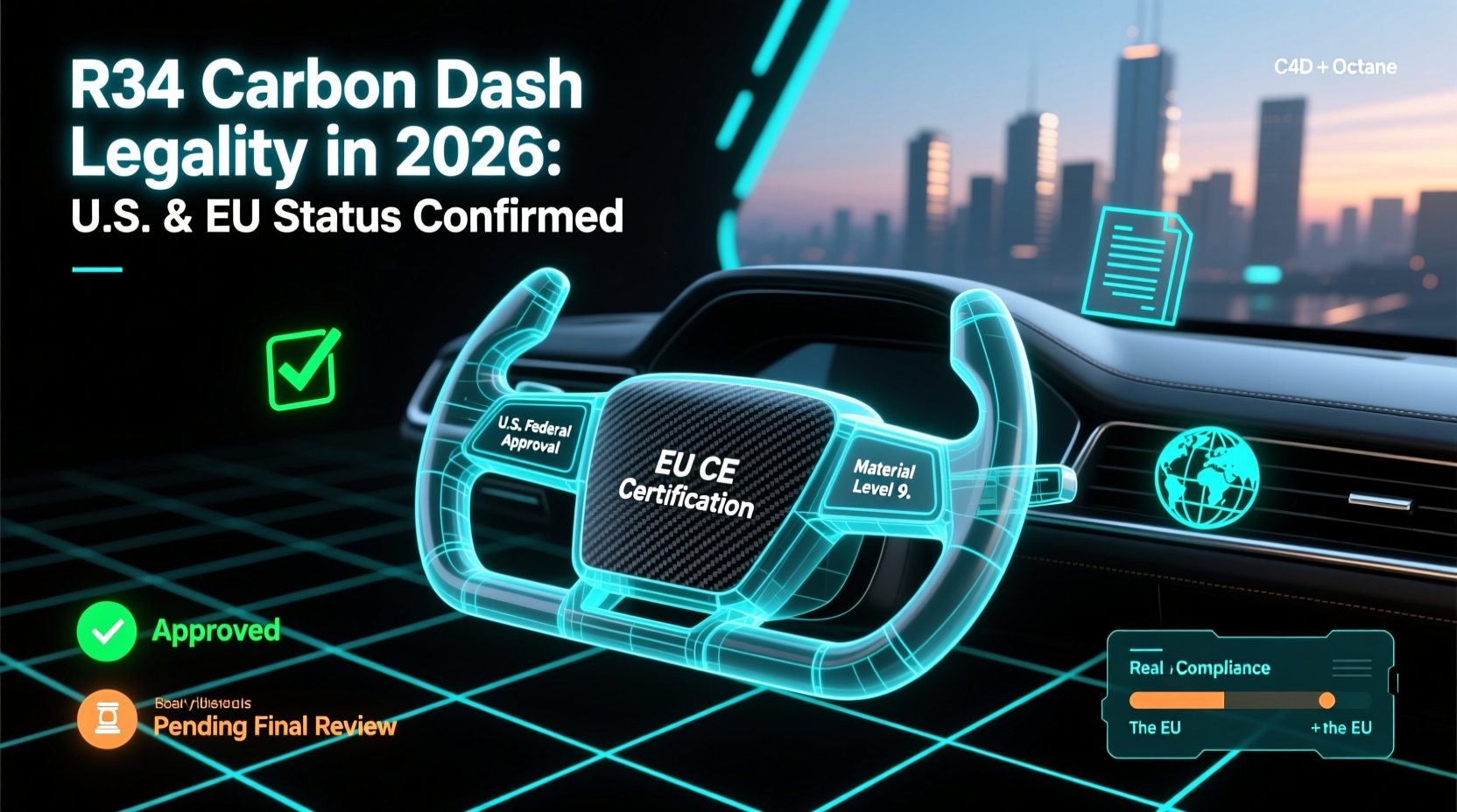 r34 carbon dash legality 2026