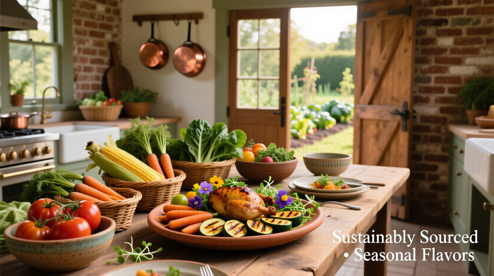 Seasonal farm-to-table catering presentation