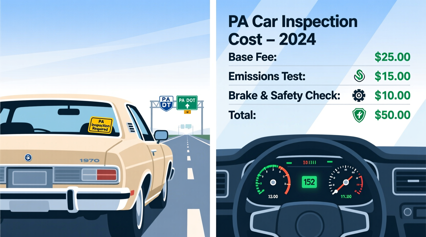 how much does a pa car inspection cost