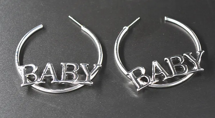 Personalized Women Jewelry Custom Name Alloy Large Hoop Earring