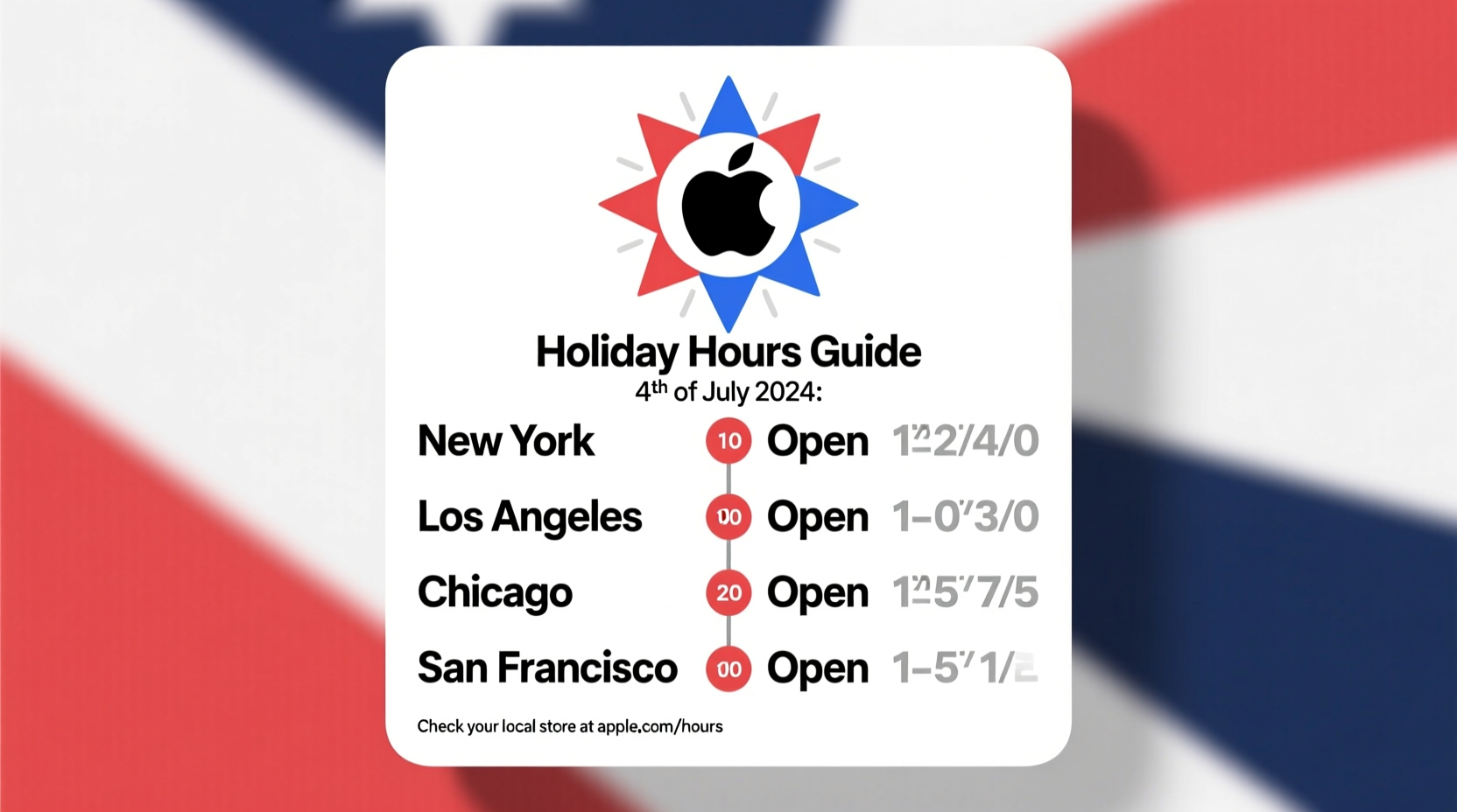 is apple store open on 4th of july