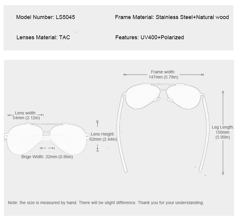 Bras en bois en metal classiques de la mode aor lunettes de soleil polarisees pour les hommes