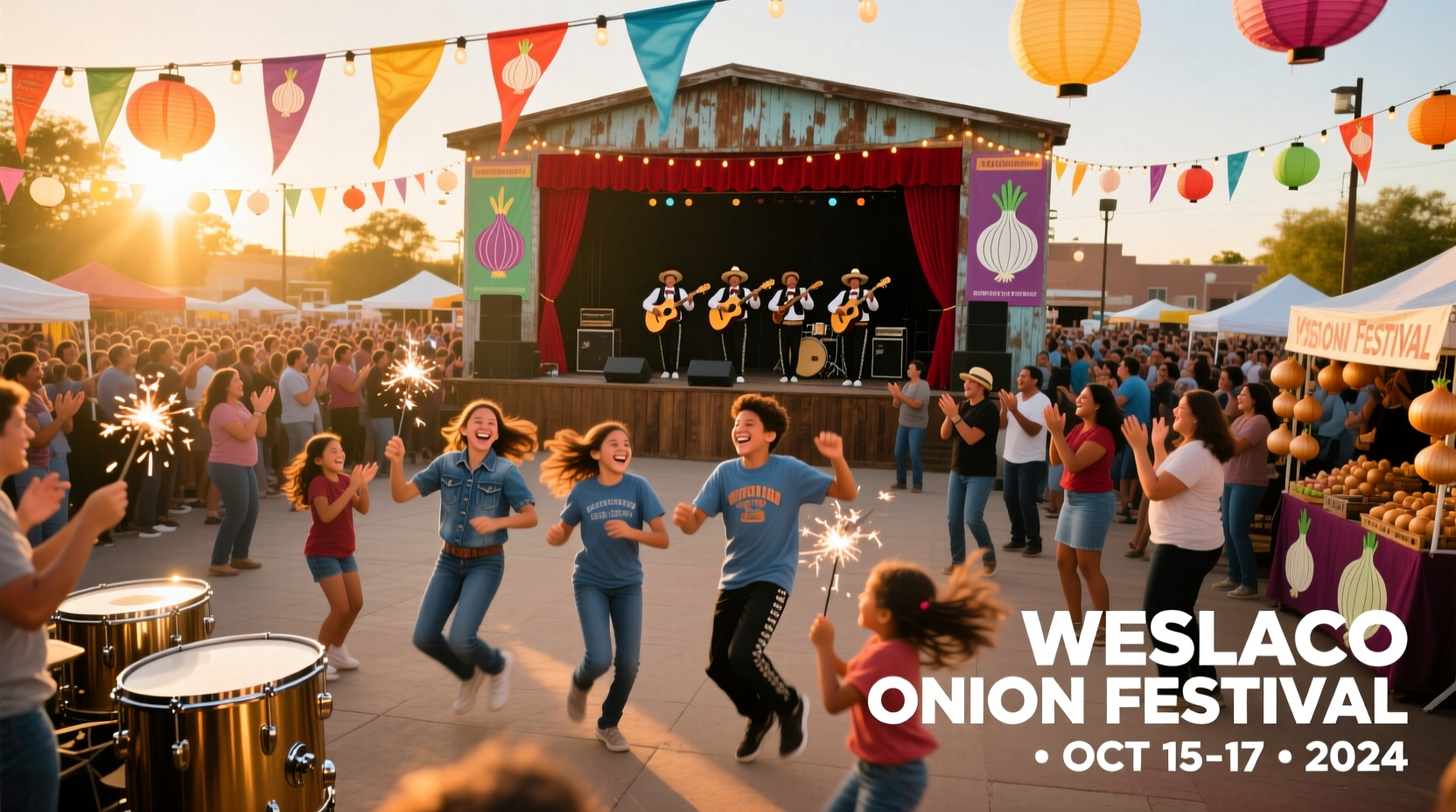 Crowd enjoying live music at Weslaco Onion Festival