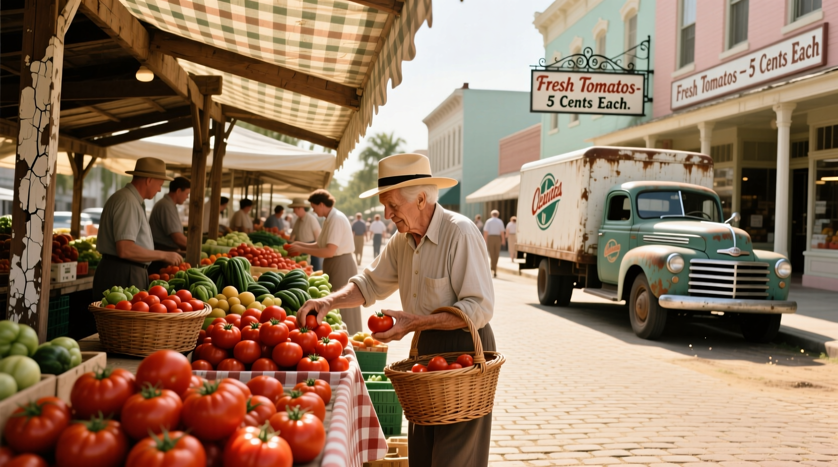 Historic tomato market scene in downtown Clearwater