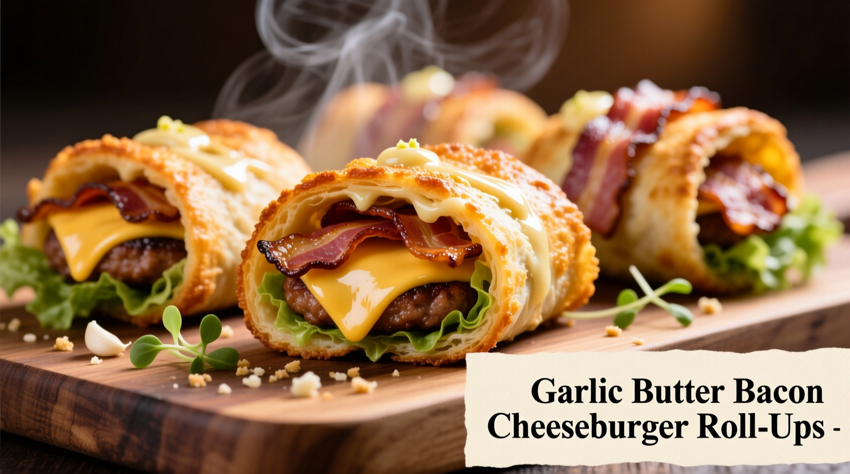 Garlic Butter Bacon Cheeseburger Roll Ups Recipe